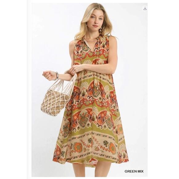 Umgee Dresses & Skirts - Umgee - Boho Floral Sleeveless Midi Dress - Medium